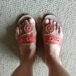 Jack Rogers sz 7.5 sandals coral, gold